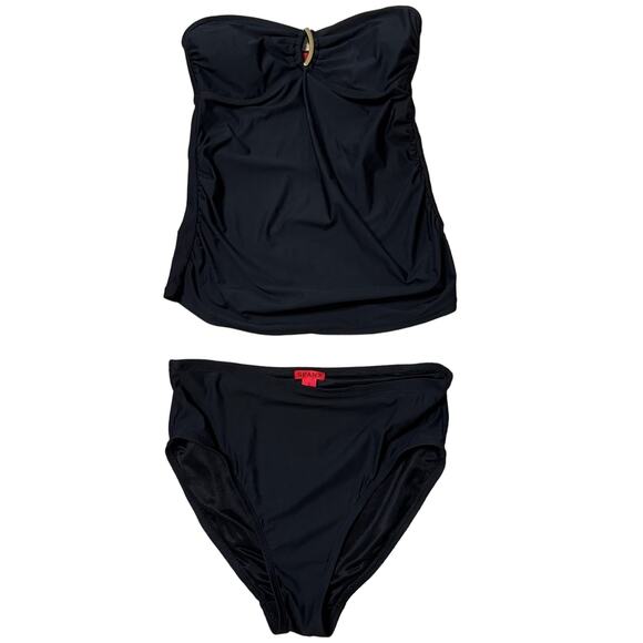 SPANX Strapless Takini Top Bikini Set Black Size 8 - Picture 1 of 4